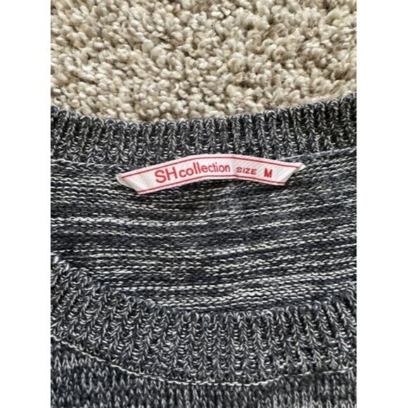 S H Collection Womens Size Medium Gray Sweater Pull Over Crew Neck Cotton - Picture 6 of 8
